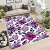 3D Blue Purple Orchid Area Rug, Hand Drawn Ink Leaves Retro Plant Living Room Carpet, Sofa Cushion Do Not Fade Pattern Clear Apply to Farmhouse Bedroom Area Bath Mat,58ft/150 * 240cm view 2