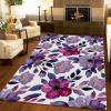 3D Blue Purple Orchid Area Rug, Hand Drawn Ink Leaves Retro Plant Living Room Carpet, Sofa Cushion Do Not Fade Pattern Clear Apply to Farmhouse Bedroom Area Bath Mat,58ft/150 * 240cm view 3