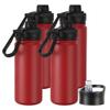 16 oz Insulated Water Bottle with Straw Lids, Stainless Steel Kids Water Bottles for School, Double Wall Vacuum Metal Water Bottle with Straw & Wide Mouth Lid, Red 4 Pack view 1