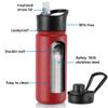 16 oz Insulated Water Bottle with Straw Lids, Stainless Steel Kids Water Bottles for School, Double Wall Vacuum Metal Water Bottle with Straw & Wide Mouth Lid, Red 4 Pack view 2