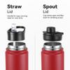 16 oz Insulated Water Bottle with Straw Lids, Stainless Steel Kids Water Bottles for School, Double Wall Vacuum Metal Water Bottle with Straw & Wide Mouth Lid, Red 4 Pack view 3