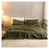 ADovz 100% Linen Sheet Set Green Queen Size Comforter Set Solid Color Fluffy Bedding All Season Bedding Sets,Bed Sheets view 1