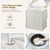 Greenstell Laundry Hamper with Lid, 90L Clothes Hamper with 2 Removable Liner Bags & 2 Mesh Laundry Bags, Handwoven Synthetic Rattan Laundry Basket for Clothes, Toys in Bathroom, Bedroom White view 4