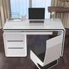CraftThink Writing Desk, Contemporary White Writing Desk with Drawers and Wood Top, Computer Desk Study Table Work Table for Home Office, Without Chairs with Keyboard Tray 63" L x 23.5" W x 29.5" H view 4