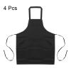 HARFINGTON 4pcs Kitchen Cooking Aprons 75x65cm Polyester Artist Painting Apron with 2 Pockets for Women Men Chef Home Kitchen Restaurant Craft Garden Cooking, Black view 3
