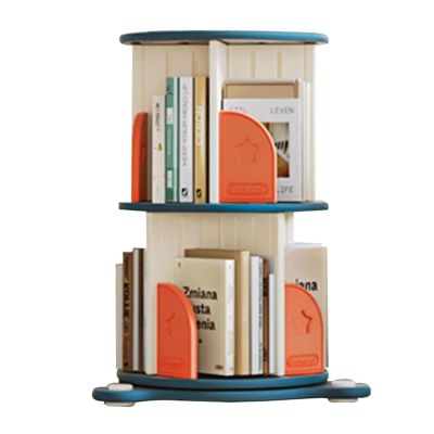 BKEKM Rotating Bookshelf 2-Tier Bookshelves Display Rack for Home Office Floor Standing Book Shelf 51 * 51 * 68cm Standing Bookcase