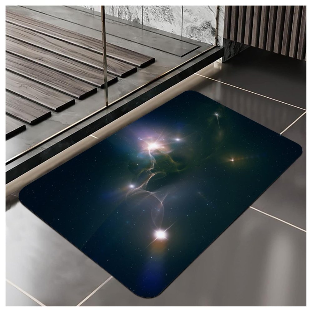 NEVKA Diatomaceous Bath Rug 3x5ft, Thin Soft Absorbent Mat, Rubber Backing Quick Dry Mats, Washable Rugs for Shower Floor, Bathroom Runner Bathmat Home Decor, Multi/Olive/Black