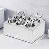 DUTTIETY Flatware Organizers Stainless Steel, 6 Holes Cylinder Flatware Organizer, Silver Cylinder Flatware Silverware Utensil Holder Caddy view 1