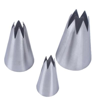 3 Pcs Cake Piping Nozzles Open Star Cupcake Piping Tips Cream Icing Dispensers Party Decorations Icing Nozzles Set