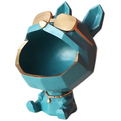 Zyqixluk Candy Dish for Office Desk,French Bulldog Statue Resin Sculpture,Key Bowl for Entryway,for Home Decor As Gifts with A Storage Big Mouth Dog,A2,16 * 16 * 23cm