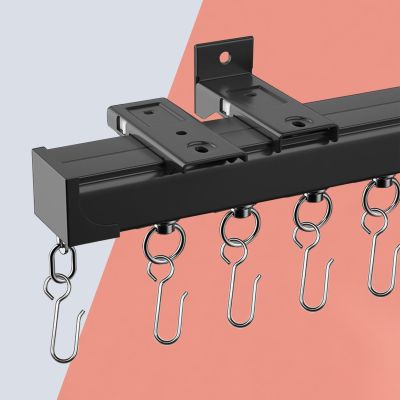 LIGUOYI Curtain Track Set with Hooks, Ceiling Track, Wall Track 50cm to 600cm Durable Metal Curtain Track Black Gold White, No Noise Curtain Pulleys, for Windows, Partitions