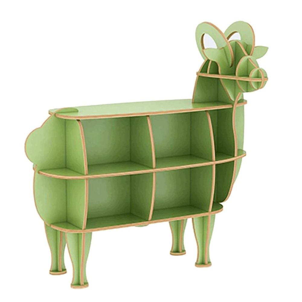 BKEKM Standing Bookcase Solid Wood Bookshelves Creative Sheep Animal Shape Storage Display Rack Kids Floor Standing Book Shelf