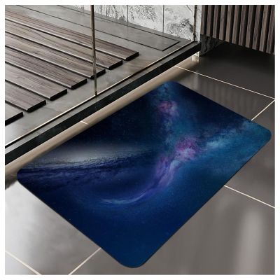 Diatomaceous Earth Bath Mat, Soft Diatomite Stone Bath Mat, Non-Slip Super Absorbent Fast Drying Shower Mat, Thin Washable Bathroom Rugs Floor Mat 3x4ft/36x48in/90x120cm (Dark Night Sky Blue)