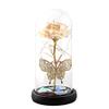 Romantic Preserved Rose Rose Silk Rose with Butterfly Lasts Forever in A Glass Dome with LED Lights Pine Base, Home Decor Gifts for Women Valentines Day Mothers Day Wedding Anniversary Birthday (J) view 1