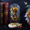 Romantic Preserved Rose Rose Silk Rose with Butterfly Lasts Forever in A Glass Dome with LED Lights Pine Base, Home Decor Gifts for Women Valentines Day Mothers Day Wedding Anniversary Birthday (J) view 2