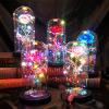 Romantic Preserved Rose Rose Silk Rose with Butterfly Lasts Forever in A Glass Dome with LED Lights Pine Base, Home Decor Gifts for Women Valentines Day Mothers Day Wedding Anniversary Birthday (J) view 3
