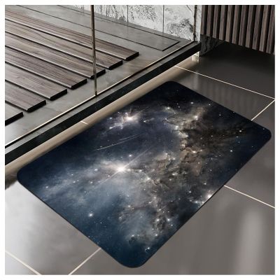 NEvka Universe Nebulae Stars Pattern Bathroom Rug Mat, Extra Thin and Absorbent Bath Rugs, Non-Slip Comfort Bath Carpet, Machine Wash, Bath Mats for Bathroom,4x5ft/48x60in/120x150cm, Dark Gray