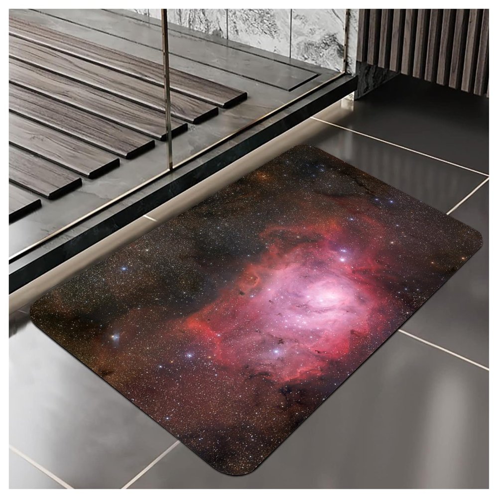 Bathroom Rugs, Soft and Absorbent Diatomaceous Bath Rugs, Non-Slip Stone Shower Carpet, Washable Bath Mats for Bathroom Floor, Tub and Shower,3x5ft/36x60in/90x150cm, Black/Light Coral