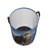 A lone eagle Laundry Basket with Handle Waterproof Laundry Hamper Portable Circular Dirty Clothes Hamper Foldable Storage Basket Lightweight Organizer Basket for Bathroom Bedroom view 4