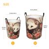 Opossum and Roses Laundry Basket with Handle Waterproof Laundry Hamper Portable Circular Dirty Clothes Hamper Foldable Storage Basket Lightweight Organizer Basket for Bathroom Bedroom view 3