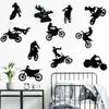 WOYINIS Dirt Bike Wall Stickers Motocross Jumping Riders Wall Decals Peel and Stick Sporter Silhouette Wall Decals Sport Stickers for Kids Room Playroom view 1