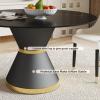 53''Round Marble Dining Table for 4,Black Sintered Stone Kitchen Dinner Table with Black Carbon Steel Pedestal,Black Marble Dining Table Set for Dining Room/Living Room (Table Only) view 4