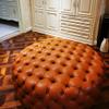 ESRADA Unstuffed Pouf Set Round Pouf Seat, Faux Leather Floor Pouf Footrest for Chair, Sofa, Couch, Bench brown-150x40cm view 2