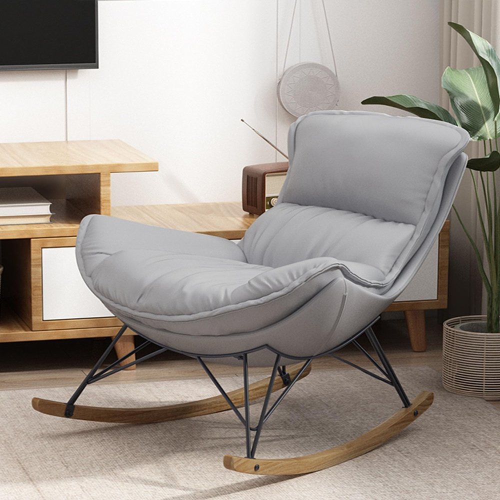 VIYOLI Comfy Living Room Chairs,Outdoor Patio Furniture,Patio Chairs,Rocking Chair,Patio Chairs,Comfy Chair for Bedroom,Chairs Living Room,Recliner for Living Room, Nursery, Bedroom (Color : Gray)