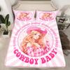 Western Cowgirl Kids Sheet King Size,Stars Cowboy Rustic Farmhouse Bedding Set,Girls Women Room Decor,Geometric Grids Patchwork Pink Dreamy Chic Bed Sheet Set 4pcs(Fitted + Flat + 2 Pillowcases) view 2