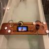 Handmade Wooden Bathtub Tray - 3 Different Size Options - Rustic Structure - Water Insulator - Bath Tray Caddy with Wine Glass Holder (28", BLACK BROWN) view 4