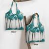 AMAZWI Teal Grey And White Floral Canvas Tote Bag,Kitchen Reusable Grocery Bags,Work Handbag Tote,Weekender Bag Shopper Handbag view 3