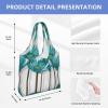 AMAZWI Teal Grey And White Floral Canvas Tote Bag,Kitchen Reusable Grocery Bags,Work Handbag Tote,Weekender Bag Shopper Handbag view 4