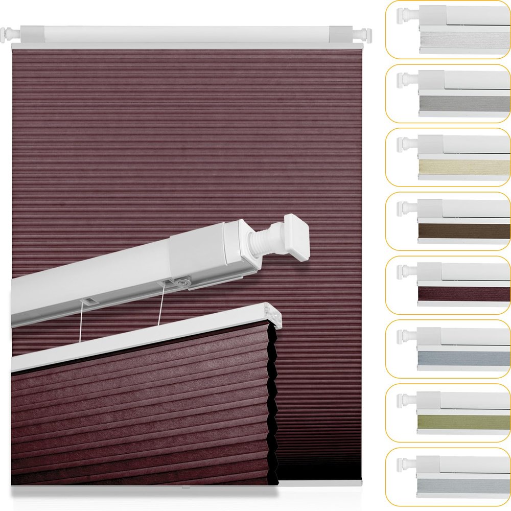 Sulugood Top Down Bottom Up Cordless Cellular Shades No Tools No Drill Blinds Blackout Shades for Windows Easy to Install. Classic Red.25.5" W x 48" H