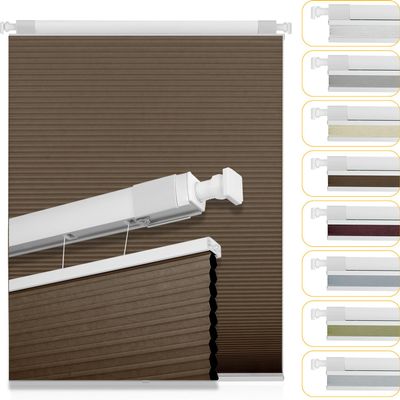 Sulugood Top Down Bottom Up Cordless Cellular Shades No Tools No Drill Blinds Blackout Shades for Windows Easy to Install.Dark Brown.46 W x 39" H