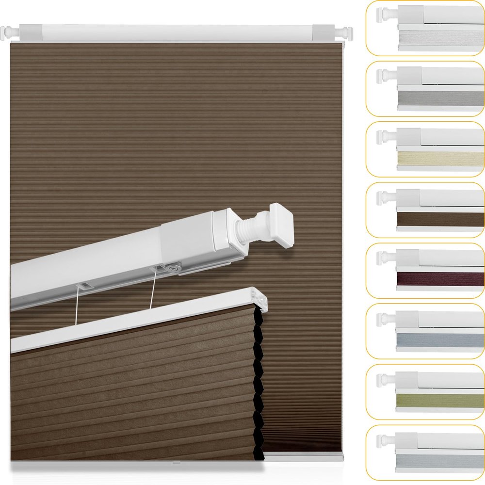 Sulugood Top Down Bottom Up Cordless Cellular Shades No Tools No Drill Blinds Blackout Shades for Windows Easy to Install.Dark Brown.46 W x 39" H