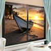 Dunmat Beach Sunset Seascape Window Film Sun Blocking Wooden Boat Tree Landscape House Window Tint Film Adhesive Glass Sticker Coverings for Home Decorative 27.6Wx39.4L-inch x2 Pcs view 3
