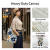 Canvas Tote Bag With Zipper Floral Tote Bag Women Canvas Tote Bag Pocket Handles Double-Sided Pattern Flower Book Tote Shoulder Bag Canvas Bag for Grocery Shopping Travel Commuting Daily College Gifts view 3