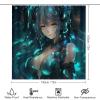 Dunmat Cool Anime Girl Shower Curtain Set for Bathroom 4Pcs Science Fiction Dynamic Music Woman Bathroom Sets with Rugs Toilet Lid Cover Bath Mat Shower Curtain Set with Hooks, Bathroom Decor view 2