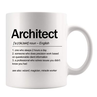 Architect Definition Architect Gifts For Men Women Architecture Gifts Ceramic Mug 11 oz White Novelty Drinkware 11 oz
