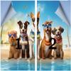 Dunmat Cartoon Cute Dogs Window Film Sun Blocking Modern Ocean Beach Funny Animals House Window Tint Film Adhesive Glass Sticker Coverings for Home Decorative 35.4Wx55.1L-inch x2 Pcs view 4