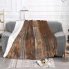 Flannel Throw Brown Wooden Fleece Blanket Soft Comfy Lightweight Blanket Throws for Outdoor/Indoor, All Seasons view 1