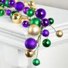 Mardi Gras Decoration: Shiny Purple, Green, and Gold Ball Ornament Garland - Festive Decor for Fat Tuesday and Carnival Parties (58 Inches Long) view 3