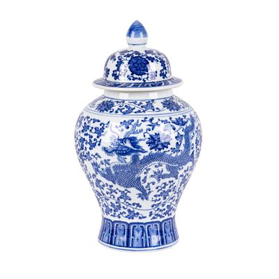 SILINE 13.8 Classic Blue and White Porcelain Vase,Jingdezhen Art Decor Big Vase,China Handmade Ceramic Flower Bottle -JiangjunGuan