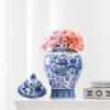 SILINE 13.8 Classic Blue and White Porcelain Vase,Jingdezhen Art Decor Big Vase,China Handmade Ceramic Flower Bottle -JiangjunGuan view 2