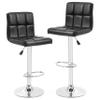 HOMES: Inside + Out Leila PU Leather Adjustable Height Swivel Bar Stools Set of 2, Counter Height Chairs with Backs for Kitchen Island, Breakfast Nook, Home Office, Black view 1