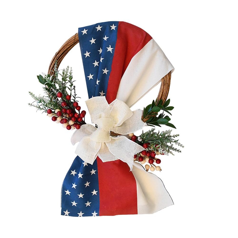 Wreath Door Garland Blue 20x14 in Decorations 4th of July Garland Red Garland 4th of July Decorations Outside Independence Day Garland Flower Branch Rattan Red White Blue