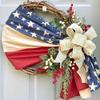 Wreath Door Garland Blue 20x14 in Decorations 4th of July Garland Red Garland 4th of July Decorations Outside Independence Day Garland Flower Branch Rattan Red White Blue view 4