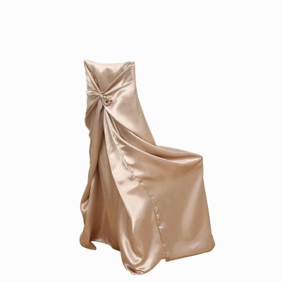 Balsa Circle 10 pcs Nude Universal Satin Chair Covers Slipcovers for Wedding Party Ceremony Reception Decorations