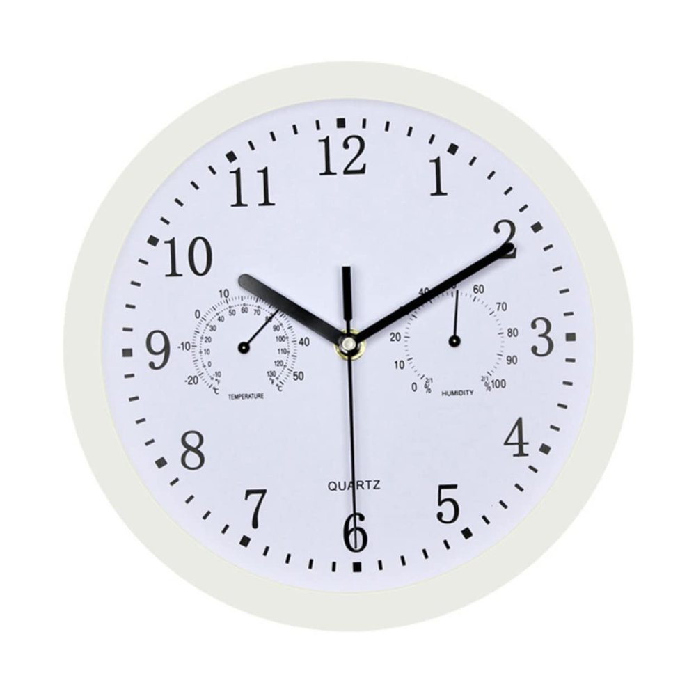 ORFOFE Battery Operated Wall Clock Thermometer Hygrometer Display Non-Ticking for Home Decor Office Outdoor