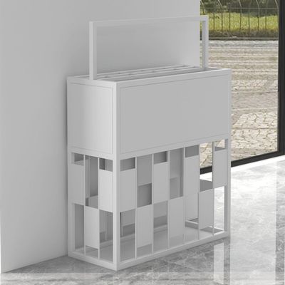 FATACO Metal Umbrella Stand Rack Free Standing Umbrella Holder, Rectangular Business Large Capacity Umbrella Holder, Partitioned Storage (Color : White, Size : 50x20x65cm)